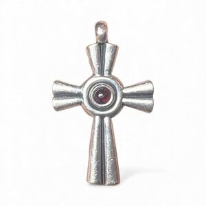 JAMES AVERY RETIRED DOUBLE BANDED RAYS OF HOPE GARNET CROSS PENDANT‎